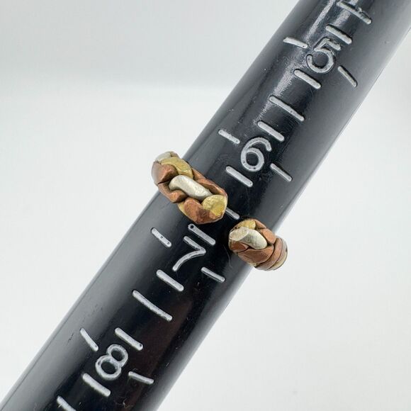 Tri-Color Russian Wedding Band Ring 925 Sterling Silver Mixed Metal Puzzle Ring - Picture 8 of 8